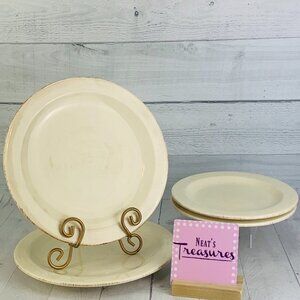Capriware SAHARA CREAM Terra Cotta Rust Highlights 2 Dinner 2 Salad Plates Set 4